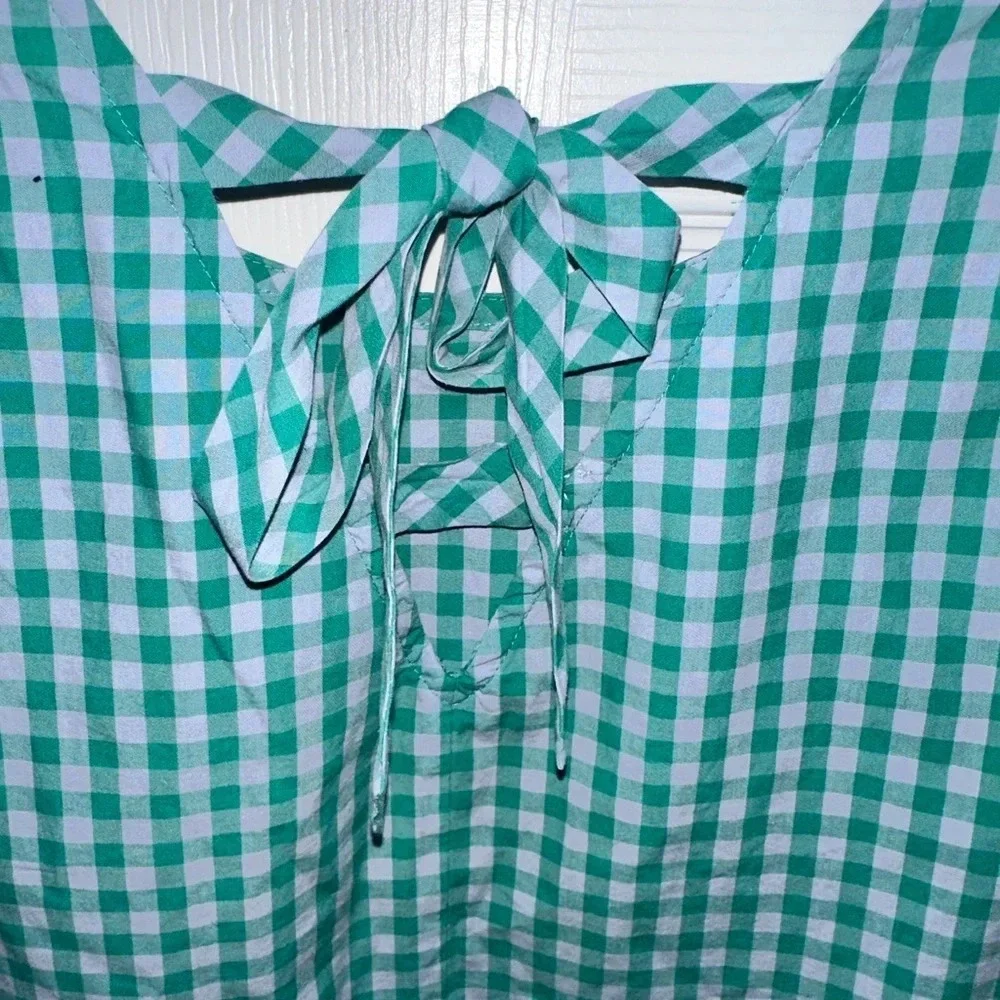 J Crew Printed‎ Bow-Back Peplum Flouncy Tank Top Tie Side Detail Sz XS runs big